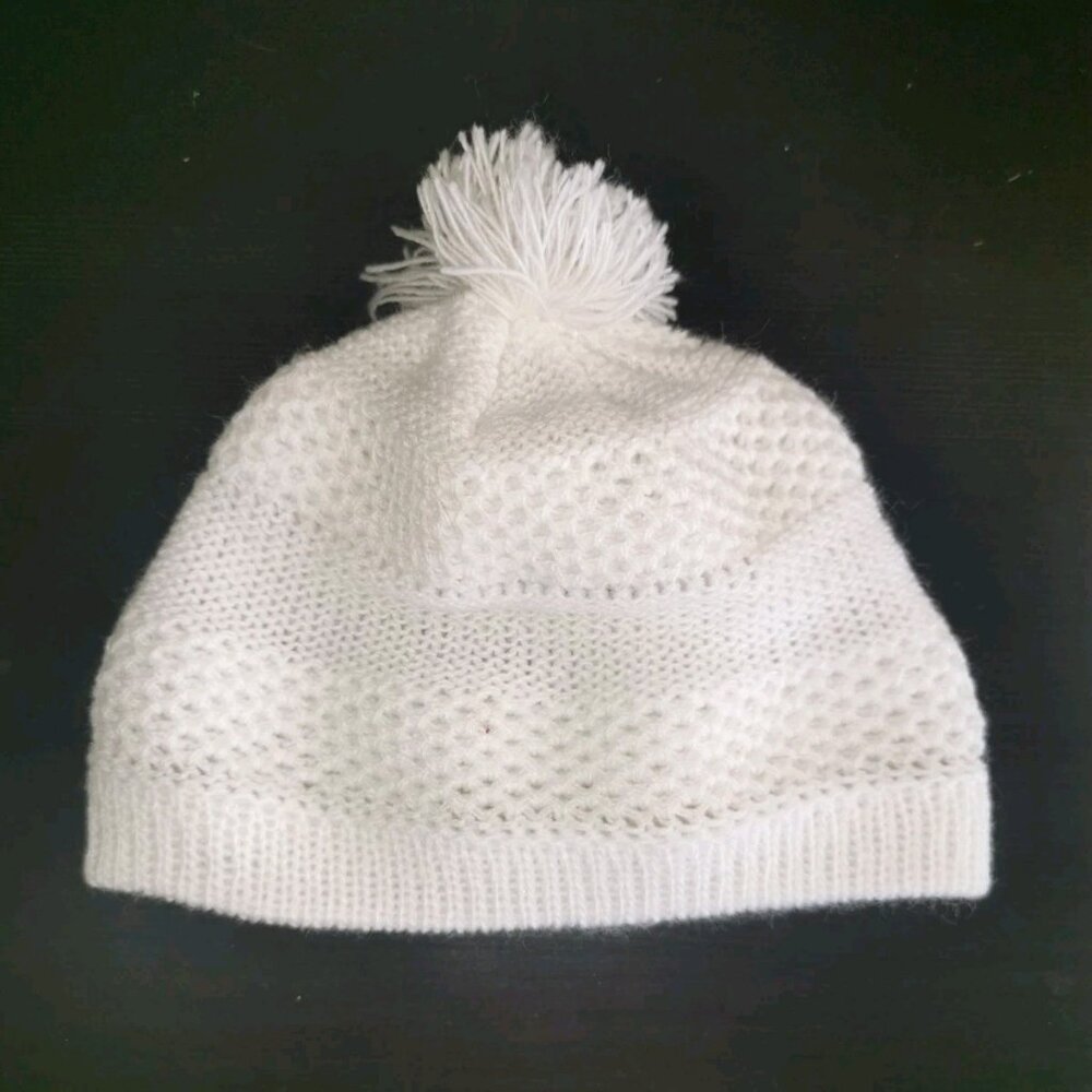 Vintage Handmade Knit Doll Hat White 6"‎ Wide